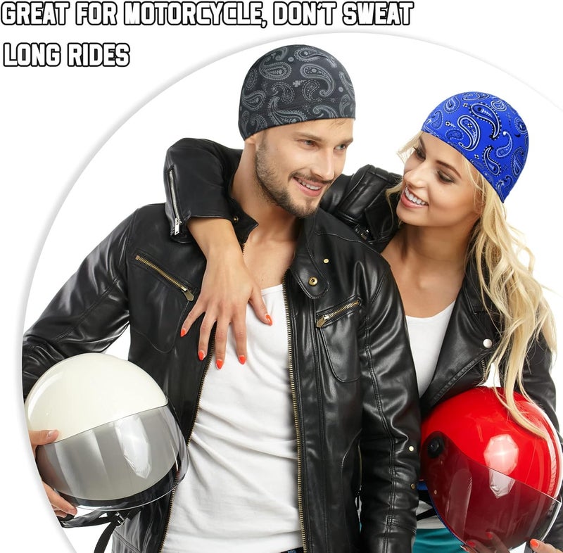 Tarpop 10 Pcs Men Skull Caps Cooling Welding Hard Helmet Liner Cycling Skull Caps Wicking Beanie Do Rag Head Wrap for Men - Image 2